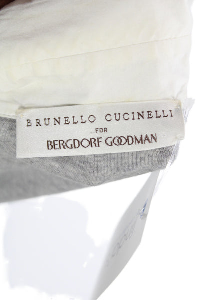 Brunello Cucinelli Womens Collared Gray Cotton T-Shirt Short Sleeve Size S