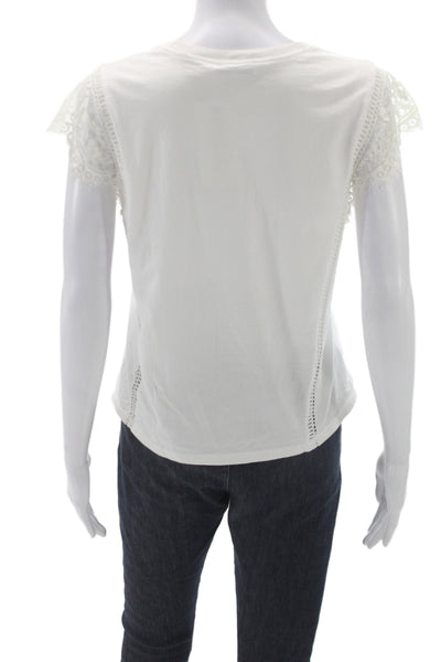 Sandro Womens Basic Cotton Crew Neck Short Sleeve T-Shirt White Size S