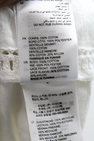 Sandro Womens Basic Cotton Crew Neck Short Sleeve T-Shirt White Size S