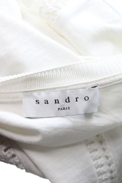 Sandro Womens Basic Cotton Crew Neck Short Sleeve T-Shirt White Size S