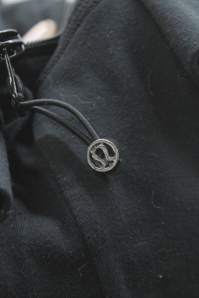 Lululemon Women Full Zip Cowl Neck Cotton Hoodie Black Long Sleeve Size S