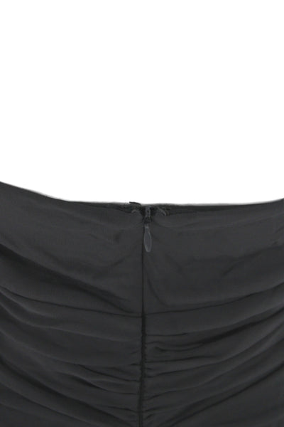 Badgley Mischka Womens Sheath Cocktail Midi Gray Halter Zip Polyester Size 4