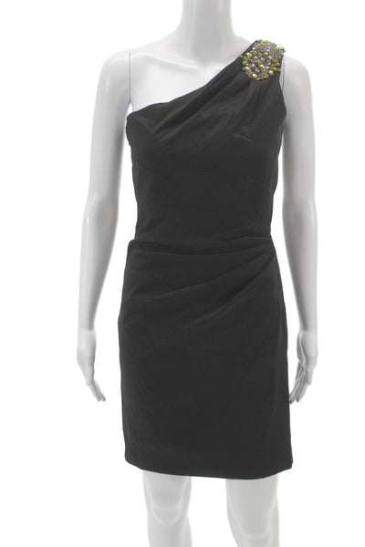 Hayden Women Black One Shoulder Sheath Cocktail Dress Size 4