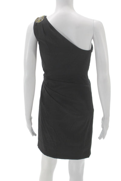 Hayden Women Black One Shoulder Sheath Cocktail Dress Size 4