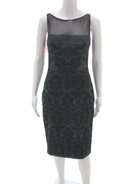 Badgley Mischka Womens Sheath Dress Black Sleeveless Round Neck Mid-Calf Size 6