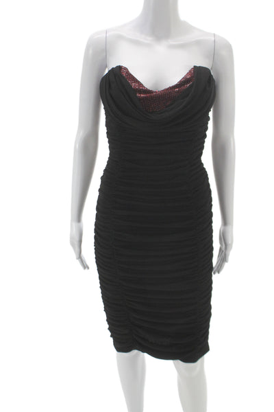Badgley Mischka Women Bodycon Dress Black Cowl Neck Sleeveless Spandex Size 4