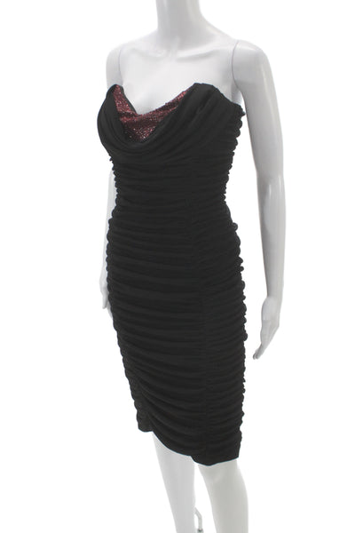 Badgley Mischka Women Bodycon Dress Black Cowl Neck Sleeveless Spandex Size 4