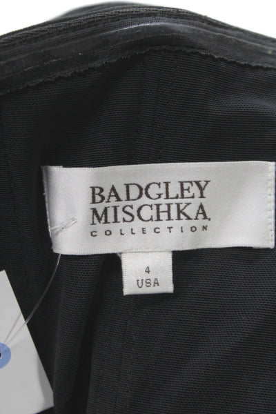 Badgley Mischka Women Bodycon Dress Black Cowl Neck Sleeveless Spandex Size 4