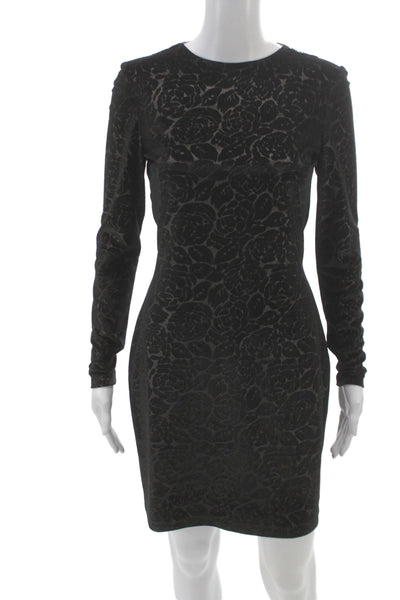 Badgley Mischka Women Bodycon Velvet Long Sleeve Dress Black Size 4