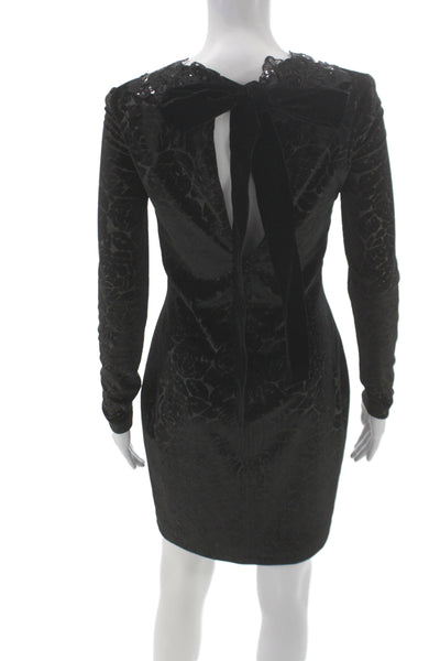 Badgley Mischka Women Bodycon Velvet Long Sleeve Dress Black Size 4