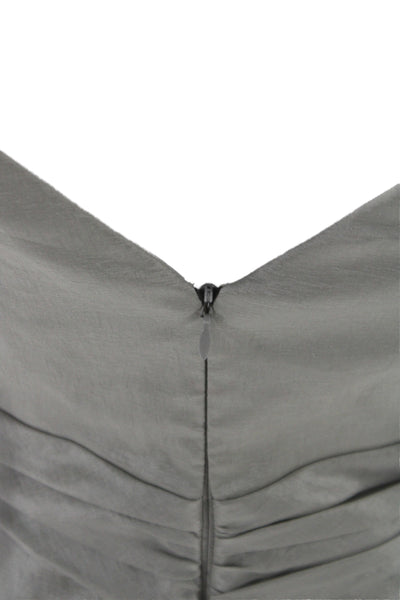 Badgley Mischka Women Silver Off Shoulder Sheath Cocktail Dress Short Size 8