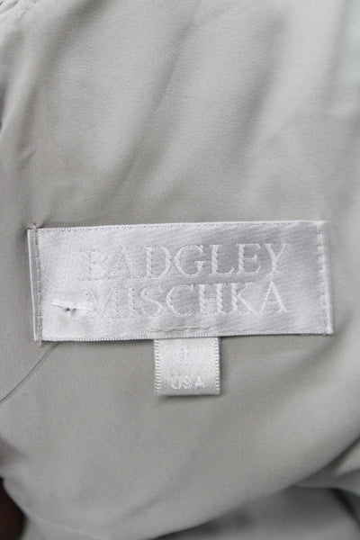 Badgley Mischka Women Silver Off Shoulder Sheath Cocktail Dress Short Size 8