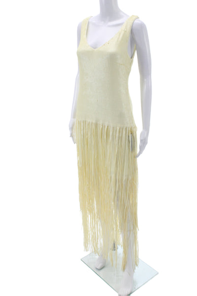 Jewel Badgley Mischka Women Ivory Sheath Dress Sleeveless Long Size 4