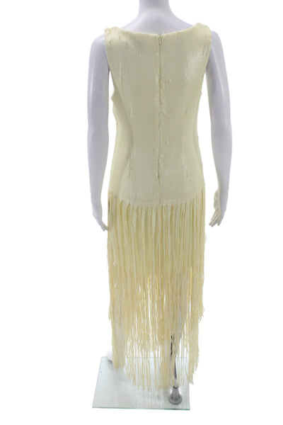 Jewel Badgley Mischka Women Ivory Sheath Dress Sleeveless Long Size 4