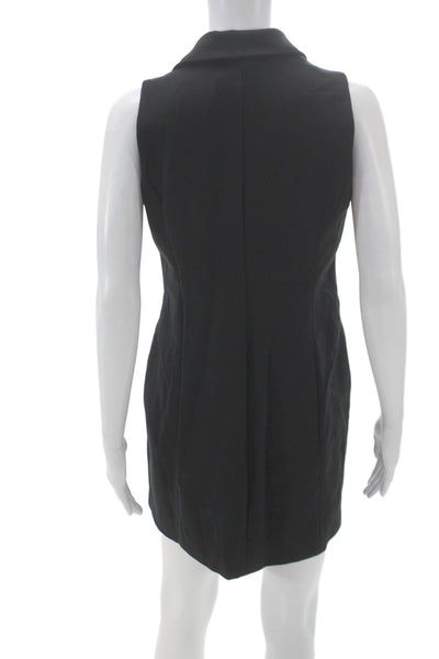 Spanx Women Jacket Dress Black V-Neck Sleeveless Rayon Button Size S