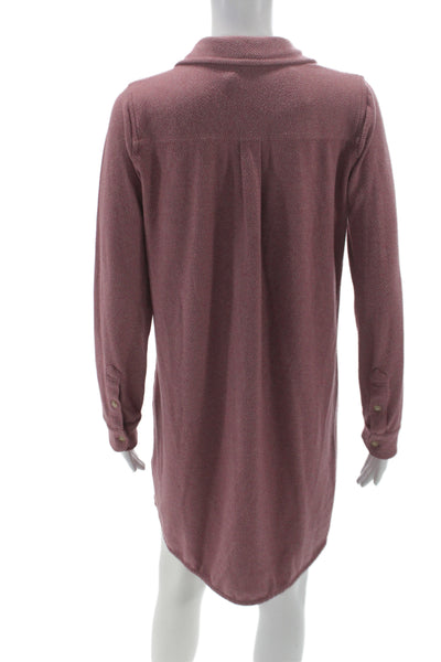 Faherty Womens Pink Herringbone Shirt Dress Long Sleeve Button Mini Size S