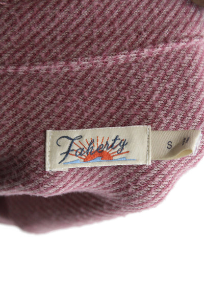 Faherty Womens Pink Herringbone Shirt Dress Long Sleeve Button Mini Size S