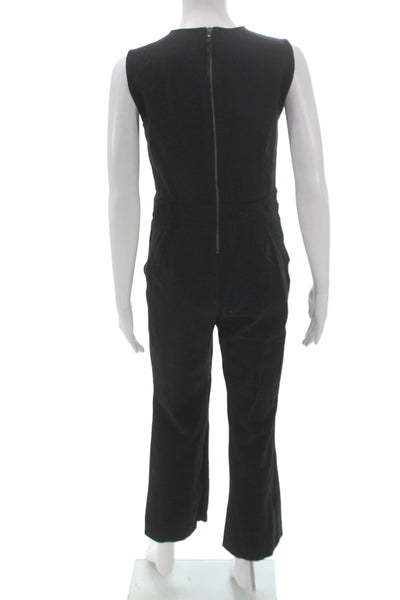 Spanx Women Jumpsuit Black V-Neck Sleeveless Zip Rayon Blend Size S