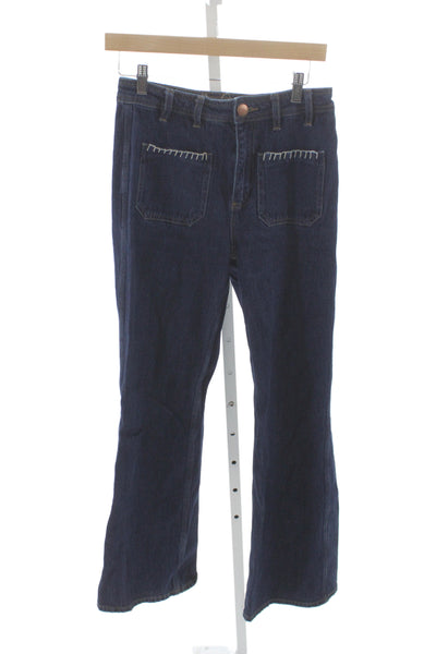 Seventy + Mochi Womens Bootcut Jeans Blue Mid Rise Button Fly 30in Size 28