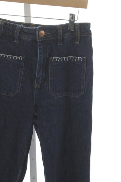 Seventy + Mochi Womens Bootcut Jeans Blue Mid Rise Button Fly 30in Size 28