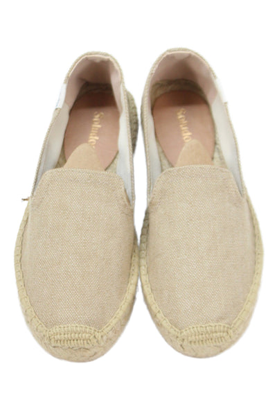 Soludos Womens Platform Slip-On Loafer Slipper Beige Size 5