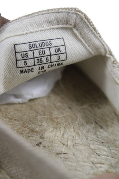 Soludos Womens Platform Slip-On Loafer Slipper Beige Size 5