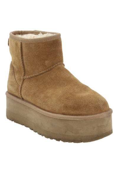 Ugg Womens Suede Classic Mini Platform Ankle Boots Brown Size 7