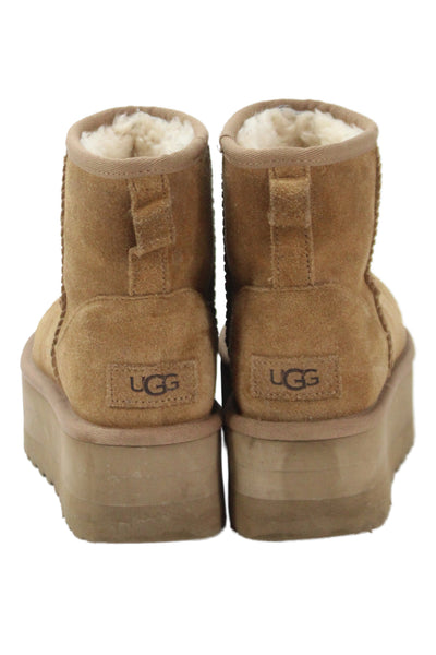 Ugg Womens Suede Classic Mini Platform Ankle Boots Brown Size 7