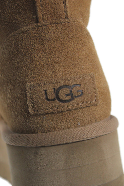 Ugg Womens Suede Classic Mini Platform Ankle Boots Brown Size 7