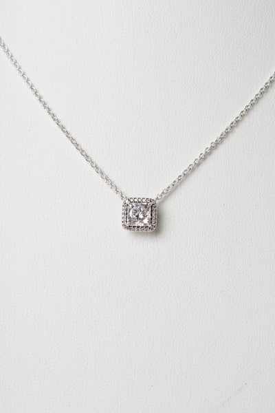 Pandora Womens 925 Silver Cubic Zirconia Halo Pendant Collier Necklace 17"