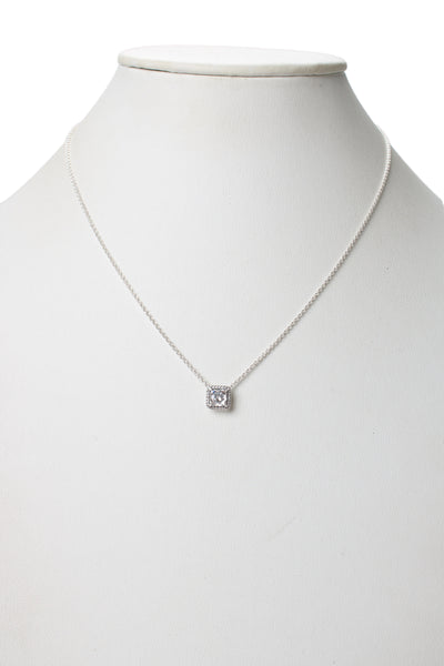 Pandora Womens 925 Silver Cubic Zirconia Halo Pendant Collier Necklace 17"