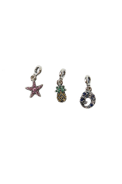 Pandora Womens 925 Silver Multicolor CZ ME Mini Charms Tropical LOT 3 NWOT