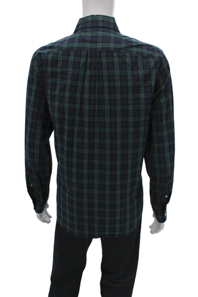 Vineyard Vines Mens Cotton Plaid Button Front Shirt Green Blue size M