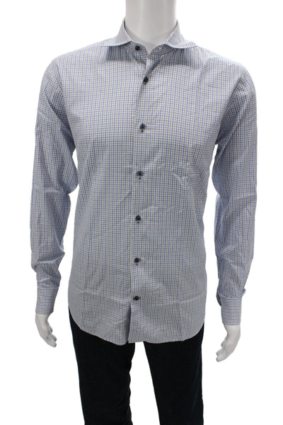 Saks Fifth Avenue Mens 100 Percent Cotton Button Front Shirt Blue Size 15.5
