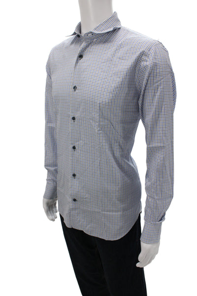 Saks Fifth Avenue Mens 100 Percent Cotton Button Front Shirt Blue Size 15.5