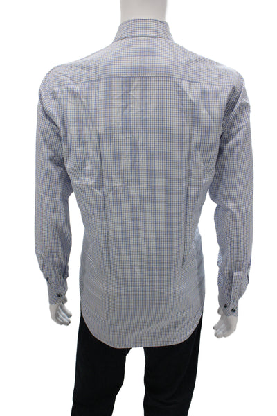 Saks Fifth Avenue Mens 100 Percent Cotton Button Front Shirt Blue Size 15.5