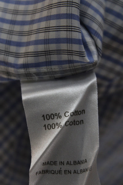 Saks Fifth Avenue Mens 100 Percent Cotton Button Front Shirt Blue Size 15.5