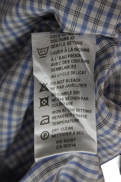 Saks Fifth Avenue Mens 100 Percent Cotton Button Front Shirt Blue Size 15.5