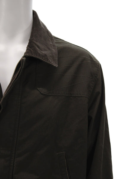 Orvis Mens Military Jacket Brown 100% Cotton Button Size L