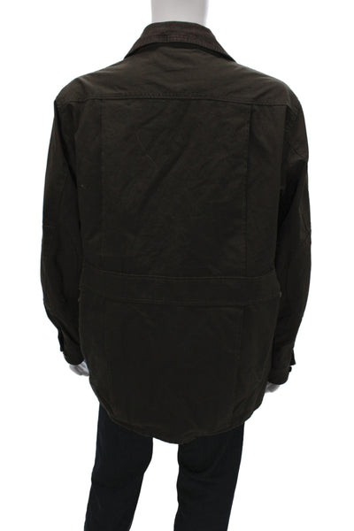 Orvis Mens Military Jacket Brown 100% Cotton Button Size L