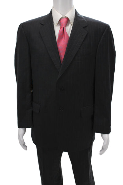Jos A Bank Men's 2-Piece Gray Striped Wool Suit Size 42
