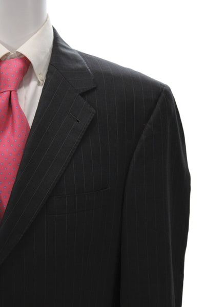 Jos A Bank Men's 2-Piece Gray Striped Wool Suit Size 42