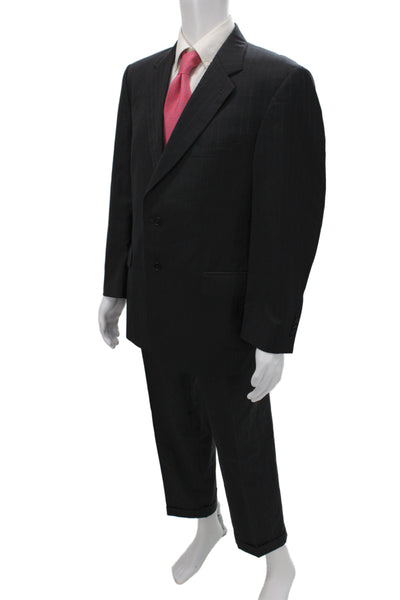 Jos A Bank Men's 2-Piece Gray Striped Wool Suit Size 42