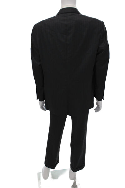 Jos A Bank Men's 2-Piece Gray Striped Wool Suit Size 42