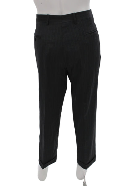 Jos A Bank Men's 2-Piece Gray Striped Wool Suit Size 42