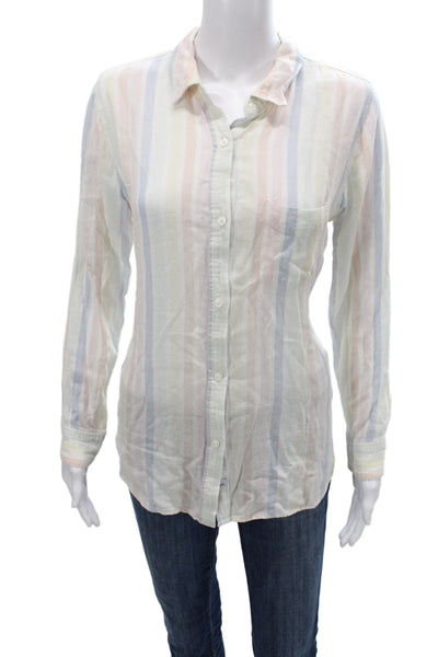 Rails Women Multicolor Striped Linen Collared Button-Up Long Sleeve Size M