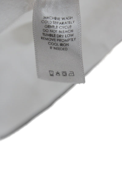 Unsubscribed Women Basic White Cotton Square Neck Short Sleeve Blouse Size 2