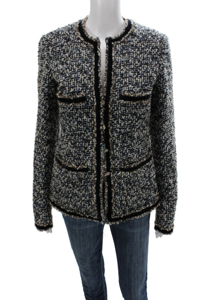 J Crew Women Basic Jacket Black Tweed Button Long Sleeve Size S
