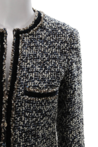 J Crew Women Basic Jacket Black Tweed Button Long Sleeve Size S