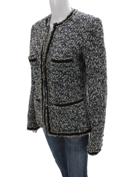 J Crew Women Basic Jacket Black Tweed Button Long Sleeve Size S